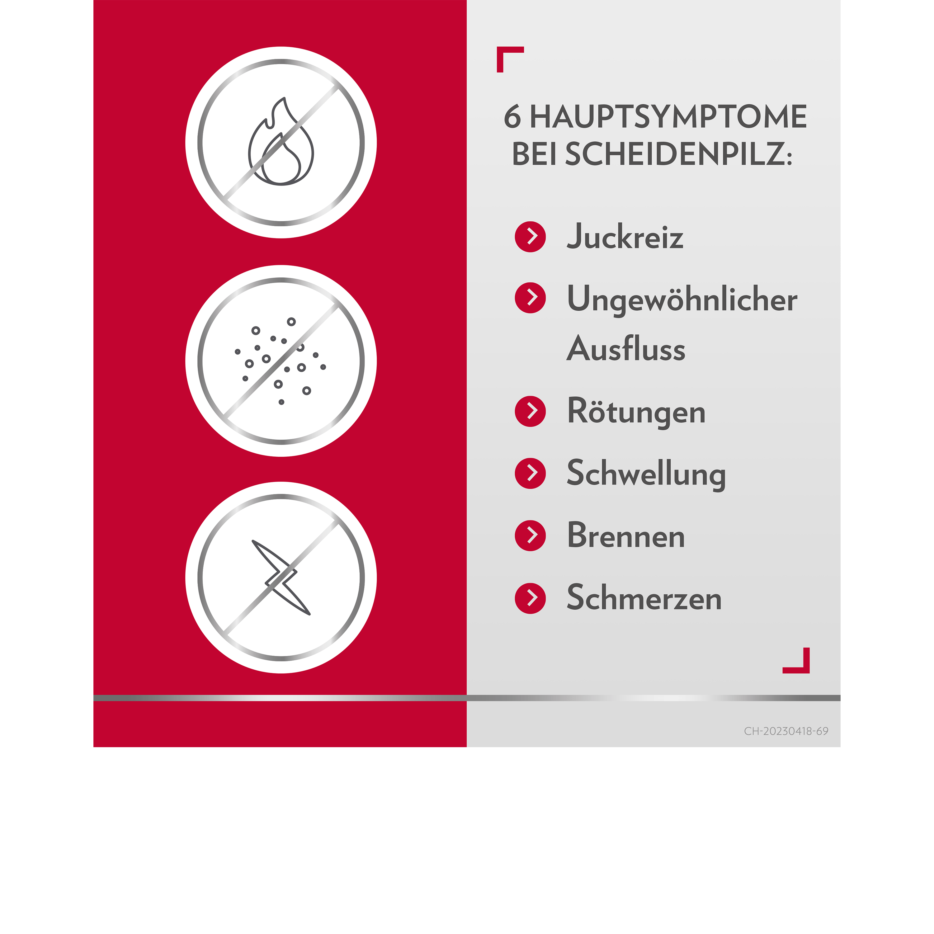Gyno-Canesten® 6 Hauptsymptome bei Scheidenpilz